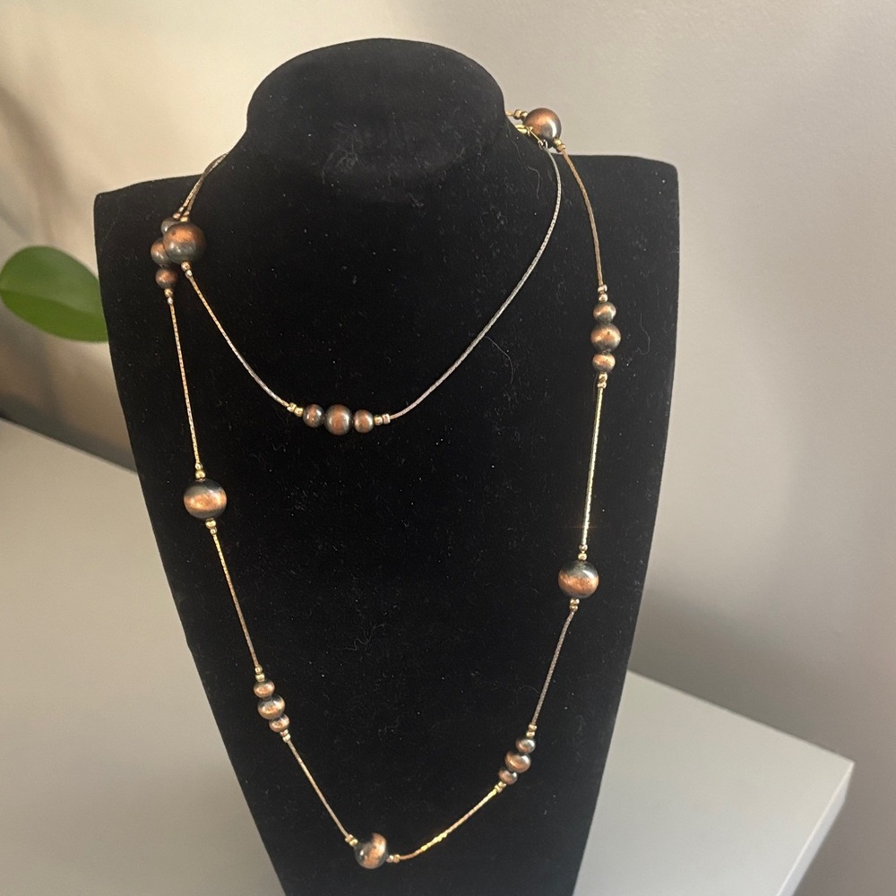 Chic Gold and Brown Beaded Necklace
